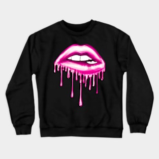 Metallic Dripping Bubblegum Lips Crewneck Sweatshirt